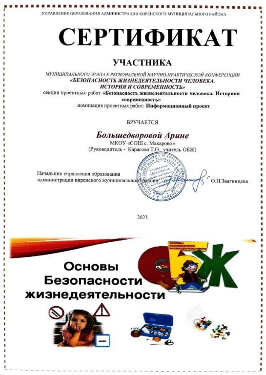 Сертификат ОБЖ.